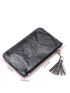 Snakeskin Print Pattern Tassel Detail Long Wallet