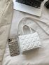 Mini Geometric Embossed Double Handle Square Bag
