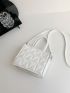 Mini Geometric Embossed Double Handle Square Bag