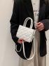 Mini Geometric Embossed Double Handle Square Bag