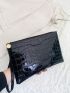 Artificial Patent Leather Crocodile Embossed Square Bag