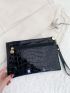 Artificial Patent Leather Crocodile Embossed Square Bag
