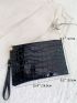 Artificial Patent Leather Crocodile Embossed Square Bag
