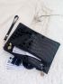 Artificial Patent Leather Crocodile Embossed Square Bag