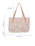 Flower Decor Straw Bag Double Handle For Vacation