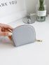 Litchi Embossed Letter Embroidery Coin Purse
