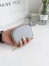 Litchi Embossed Letter Embroidery Coin Purse