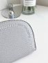 Litchi Embossed Letter Embroidery Coin Purse