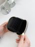 Litchi Embossed Letter Embroidery Coin Purse