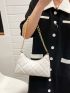 Argyle Embossed Chain Baguette Bag