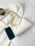 Argyle Embossed Chain Baguette Bag