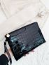 Crocodile Embossed Clutch Bag