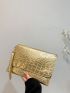 Croc Embossed Evening Bag With Wristlet