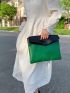 Two Tone Snap Button Flap Square Bag