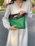 Two Tone Snap Button Flap Square Bag