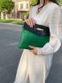 Two Tone Snap Button Flap Square Bag
