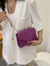 Mini Quilted Pattern Flap Chain Square Bag