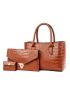 3pcs Crocodile Embossed Shoulder Tote Bag Set, Best Work Bag For Women