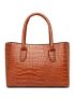 3pcs Crocodile Embossed Shoulder Tote Bag Set, Best Work Bag For Women