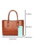 3pcs Crocodile Embossed Shoulder Tote Bag Set, Best Work Bag For Women