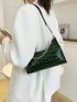 2pcs Crocodile Embossed Chain Baguette Bag Set