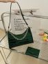 2pcs Crocodile Embossed Chain Baguette Bag Set
