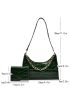 2pcs Crocodile Embossed Chain Baguette Bag Set