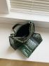 2pcs Crocodile Embossed Chain Baguette Bag Set