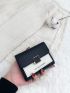 Letter Graphic Two Tone Flap Small Wallet