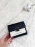 Letter Graphic Two Tone Flap Small Wallet