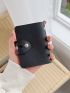 Litchi Embossed Snap Button Card Holder