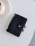 Litchi Embossed Snap Button Card Holder