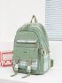 Plaid Pattern Letter Graphic Functional Backpack