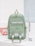 Plaid Pattern Letter Graphic Functional Backpack