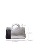 Metallic Crocodile Embossed Double Handle Square Bag