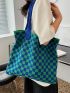 Checkered Large Capacity Crochet Bag