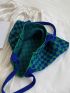 Checkered Large Capacity Crochet Bag