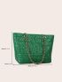 Quilted Detail Chain Shoulder Tote Bag
