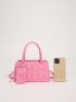 Geometric Embossed Square Bag With Coin Purse