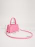 Geometric Embossed Square Bag With Coin Purse