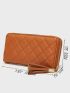 Argyle Quilted Tassel Decor Zipper Around Long Wallet