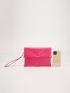 Snap Button Flap Square Bag With Wristlet