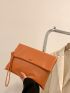Snap Button Flap Square Bag With Wristlet