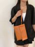 Snap Button Flap Square Bag With Wristlet