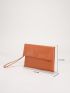 Snap Button Flap Square Bag With Wristlet