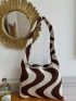 Striped Graphic Large Capacity Crochet Bag