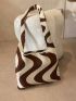 Striped Graphic Large Capacity Crochet Bag