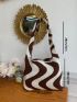 Striped Graphic Large Capacity Crochet Bag