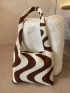 Striped Graphic Large Capacity Crochet Bag