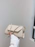 Crocodile Embossed Flap Baguette Bag